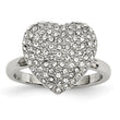 Stainless Steel Polished w/ Preciosa Crystal Heart Ring