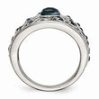 Stainless Steel Polished Blue Glass and Preciosa Crystal Ring - Birthstone Company