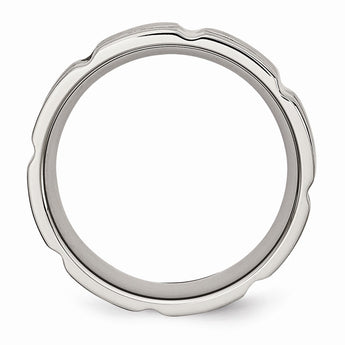 Stainless Steel Brushed and Polished Grooved Ring