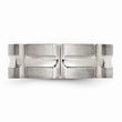 Stainless Steel Brushed and Polished Grooved Ring