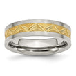Stainless Steel Grooved Yellow IP-plated Ladies 6mm Brushed Band