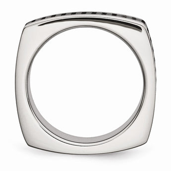 Stainless Steel Brushed/Polished & Textured Black IP-plated Square Band