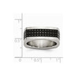 Stainless Steel Brushed/Polished & Textured Black IP-plated Square Band