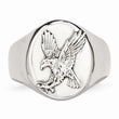 Stainless Steel Polished w/Sterling Silver Rhodium-plated Eagle Ring