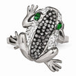 Stainless Steel Polished with Crystal Frog Ring
