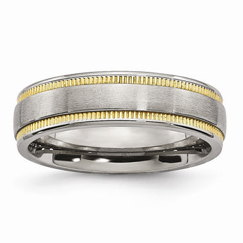 Stainless Steel Brushed and Polished Yellow IP-plated Band