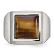 Stainless Steel Brushed and Polished Tiger's Eye Signet Ring
