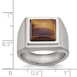 Stainless Steel Brushed and Polished Tiger's Eye Signet Ring