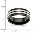 Stainless Steel Brushed and Polished Black IP-plated 8mm Band