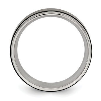 Stainless Steel Polished w/ Black IP-plated Brushed Center 8mm Band