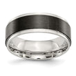 Stainless Steel Polished w/ Black IP-plated Brushed Center 8mm Band