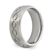 Stainless Steel Scroll Design Brushed & Polished 8mm Ridged Edge Band