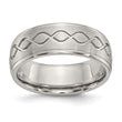 Stainless Steel Scroll Design Brushed & Polished 8mm Ridged Edge Band