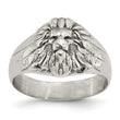 Stainless Steel Antiqued and Polished Lion Head Ring