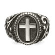 Stainless Steel Antiqued and Polished Cross Ring