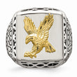Stainless Steel w/14k Accent Antiqued and Polished Eagle Ring