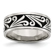 Stainless Steel Fancy Design Antiqued 8mm Ridged Edge Band