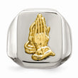 Stainless Steel w/14k Accent Polished Praying Hands Ring
