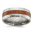 Damascus Steel Polished with Wood Inlay 8mm Band