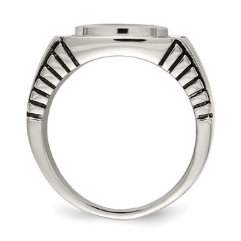 Stainless Steel Polished with CZ Signet Ring