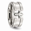 Stainless Steel Fleur de lis 10mm Brushed & Polished Band