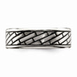 Stainless Steel Antiqued and Polished Brick Pattern 7.5mm Band