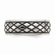 Stainless Steel Polished and Antiqued Checkered Pattern 8mm Band