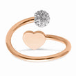 Stainless Steel Polished Rose IP-plated with Preciosa Crystal Heart Ring