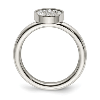 Stainless Steel Polished with CZ Circle Ring