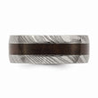 Damascus Steel Polished with Wood Inlay 8mm Band
