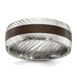 Damascus Steel Polished with Wood Inlay 8mm Band