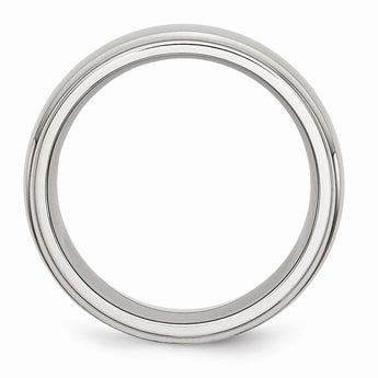 Stainless Steel Ridged Edge 8mm Brushed and Polished Band