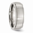 Stainless Steel Ridged Edge 8mm Brushed and Polished Band