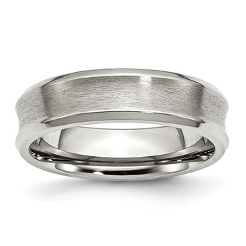 Stainless Steel Concave Beveled Edge 6mm Brushed/Polished Band