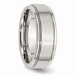 Stainless Steel Ridged Edge 8mm Brushed and Polished Band