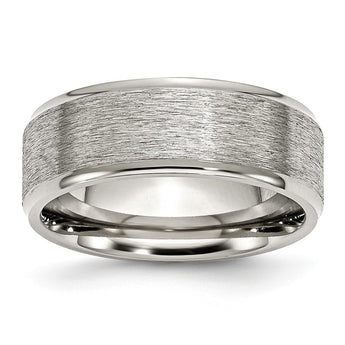 Stainless Steel Ridged Edge 8mm Brushed and Polished Band