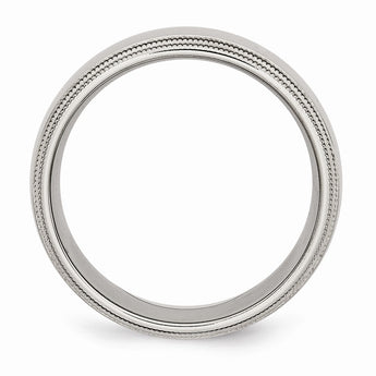 Stainless Steel Grooved and Beaded 8mm Polished Band