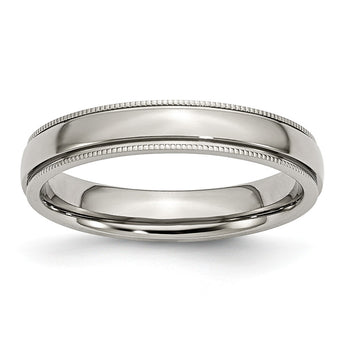 Stainless Steel Grooved and Beaded 4mm Polished Band