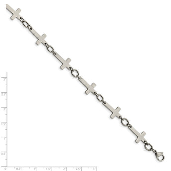 Stainless Steel Polished Sideways Cross Anklet