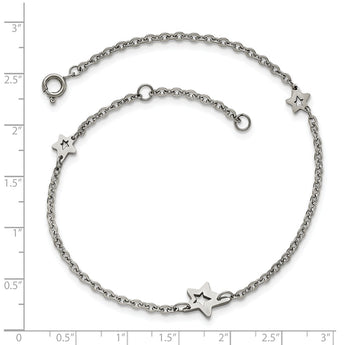 Stainless Steel Polished Stars with 1in extension Anklet