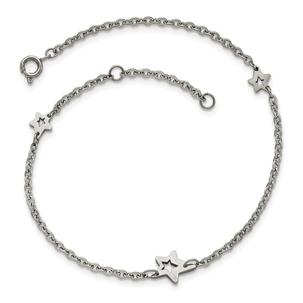 Stainless Steel Polished Stars with 1in extension Anklet