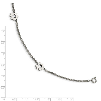 Stainless Steel Polished Flowers with 1in extension Anklet