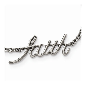 Stainless Steel Polished FAITH with 1in ext. Anklet