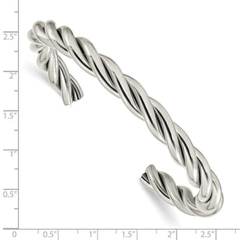 Stainless Steel Twisted Polished Cuff Bangle