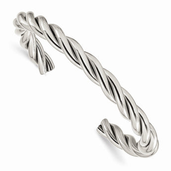 Stainless Steel Twisted Polished Cuff Bangle