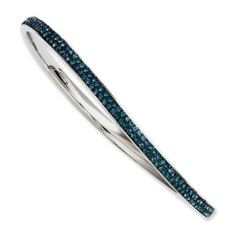 Stainless Steel Blue Crystal Polished Bangle