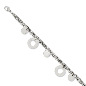 Stainless Steel Polished Circles & Discs 7.75in Bracelet