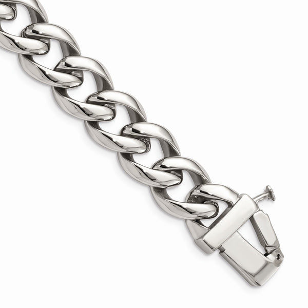 Stainless Steel Polished w/ID Plate 8.5in Bracelet