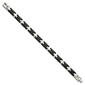 Stainless Steel Black-plated 8in Bracelet