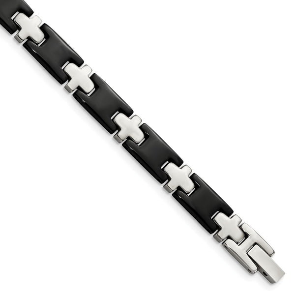 Stainless Steel Black-plated 8in Bracelet